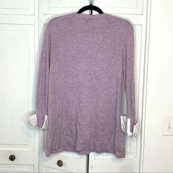 J. Crew Lavender V-Neck Wool Sweater Shirt Sleeves - Picture 5 of 5